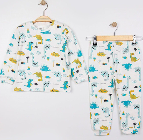 Dinozor Desenli %100 Pamuk Erkek Çocuk Pijama Takım