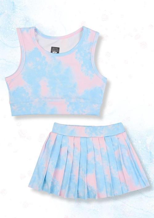 Batik Desenli Şort Etekli Crop Kız Çocuk Sporcu Takım