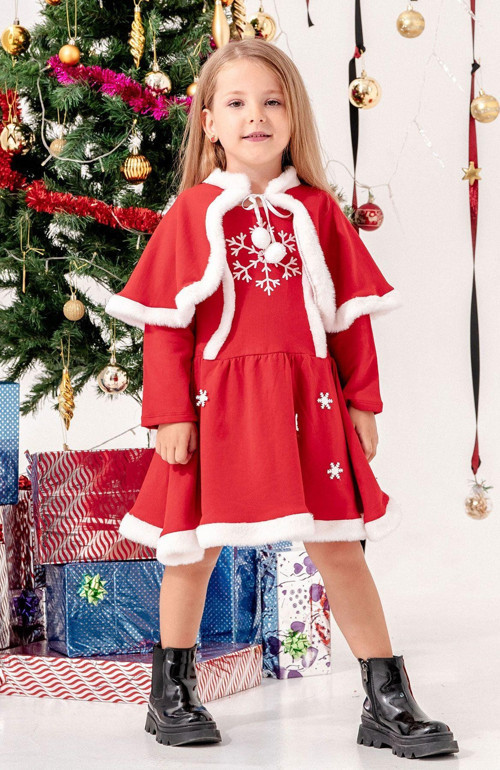 Kartanesi Detaylı Bolerolu Kız Çocuk Noel Elbise