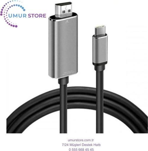 1.8 Metre Type-C To Hdmi 4K 60Hz Ses ve Görüntü Kablosu, Telefon, Tablet, Pc Hdmi Kablosu