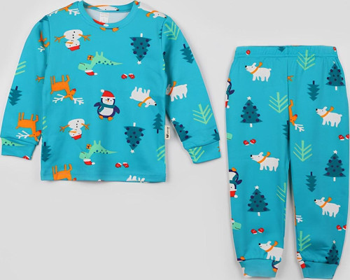 Yılbaşı Desenli Unisex Çocuk Pijama Takım