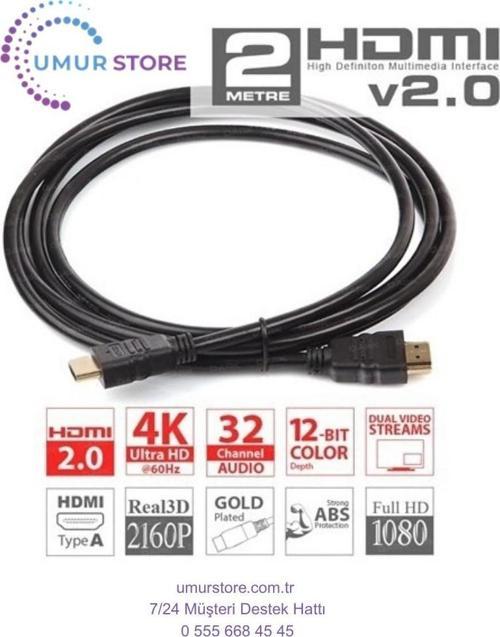 2mt 4K 3D Ağ Destekli Altın Uçlu HDMI Kablo
