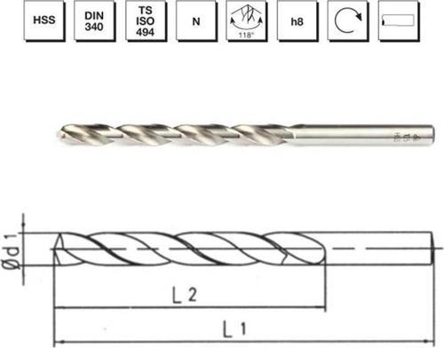 Makina Takım 11 mm HSS DIN 340 Silindirik Saplı Uzun Matkap Ucu - B00007201100