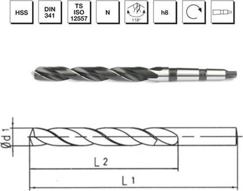 Makina Takım 16.0  mm HSS DIN 341 Mors Konik Saplı Uzun Matkap Ucu - B00007301600