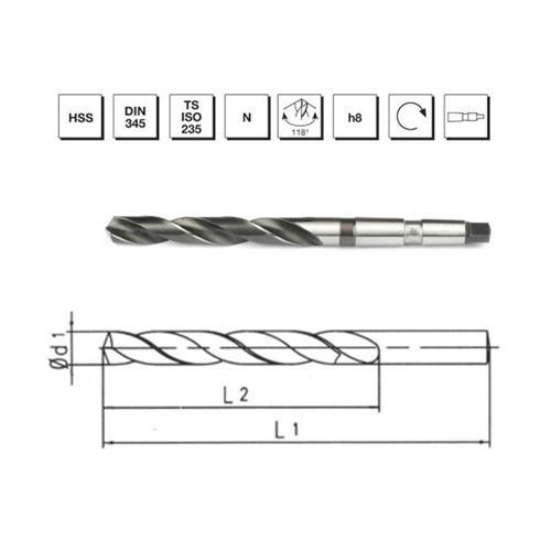 Makina Takım 16 mm HSS DIN 345 Mors Konik Saplı Matkap Ucu - B00007401600