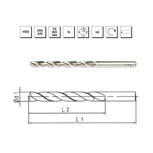 Makina Takım 7.8 mm HSS DIN 340 Silindirik Saplı Uzun Matkap Ucu - B00007200780