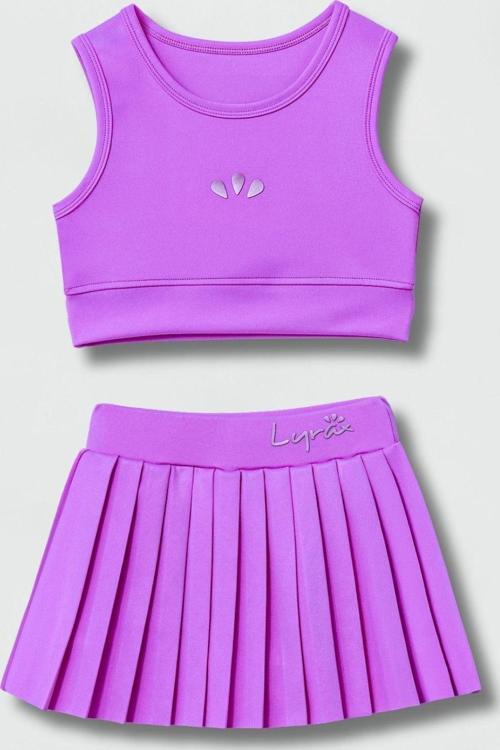Lyrax Kabartmalı Şort Etekli Crop Kız Çocuk Sporcu Takım