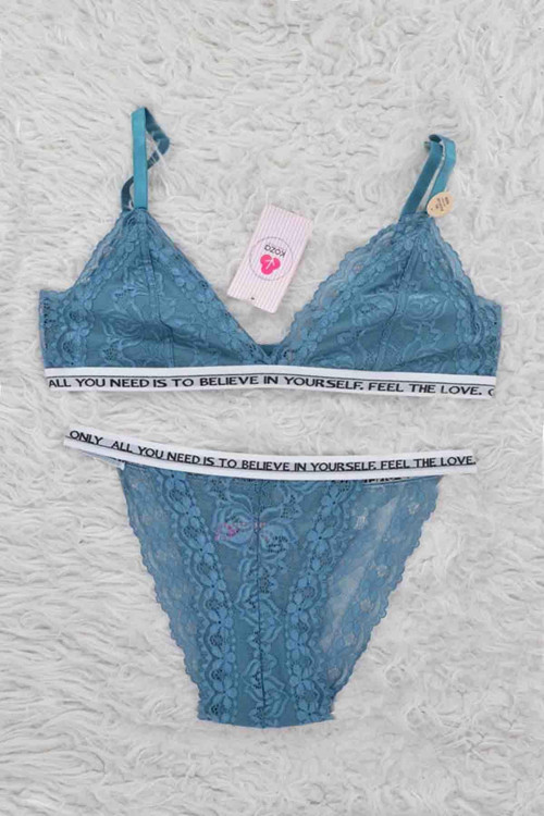 Kadın 80208 Kadın Balensiz Desteksiz Yazılı Lastikli Bralet Takım