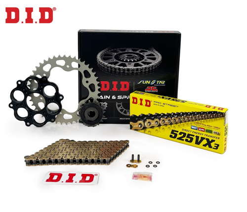 ZİNCİR DİŞLİ SETİ DUCATI STREETFIGHTER 848cc ZİNCİR: DID-525VX3 Gold-104 ÖN-ARKA DİŞLİ: JT 15T-42T 2012-2015