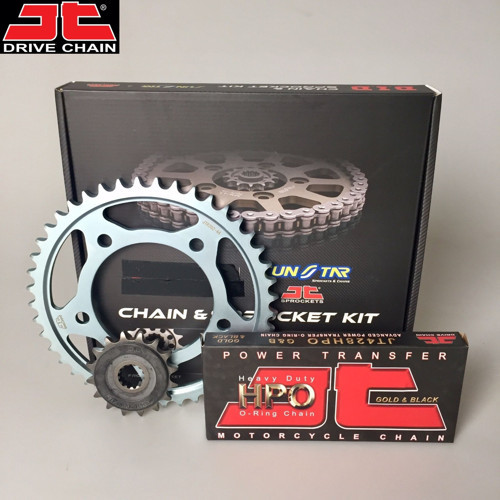 ZİNCİR DİŞLİ SETİ YAMAHA YBR 125cc ZİNCİR: JT-428ORING Gold-132 ÖN-ARKA DİŞLİ: JT15T-44T 2007-2011