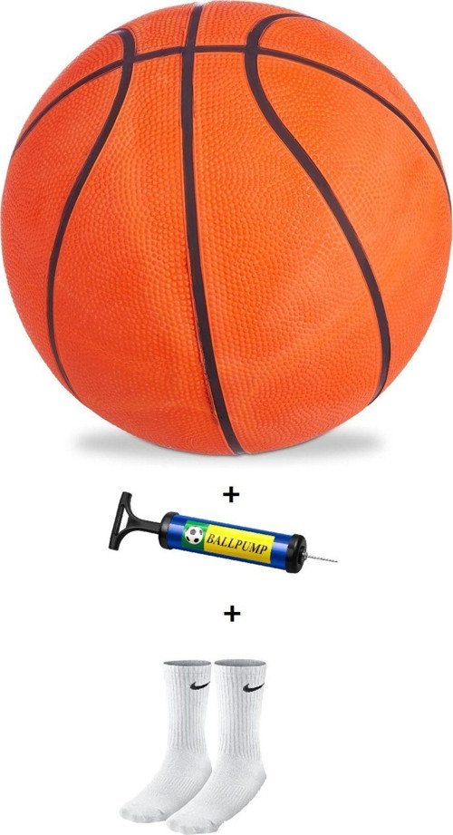 Basketbol Topu 7 Numara İç Ve Dış Mekan Uygun Turuncu Basketbol Topu+Pompa+Çorap