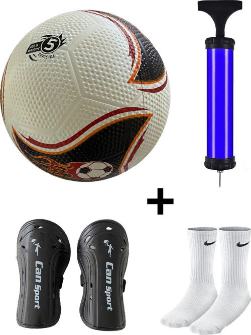 Maç Topu Dikişsiz Sert Zemin Futbol Topu Çim Topu+Tekmelik+Pompa+Çorap Seti