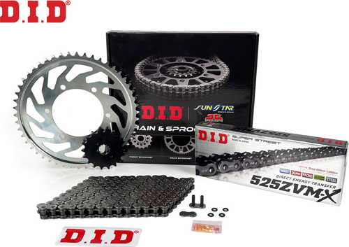 ZİNCİR DİŞLİ SETİ SUZUKI GSX-R 750cc ZİNCİR: DID-525ZVM-X Çelik-116 ÖN DİŞLİ: SUNSTAR 17T ARKA DİŞLİ: JT 45T 2006-2019