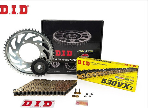ZİNCİR DİŞLİ SETİ SUZUKI HAYABUSA GSX-R 1300cc ZİNCİR: DID-530VX3 Gold-118 ÖN-ARKA DİŞLİ: JT18T-43T 2023-2024