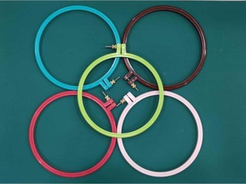 24 cm 5 Adet 5 Renk Vidali Plastik Nakış Kasnak Oval Kenarlı