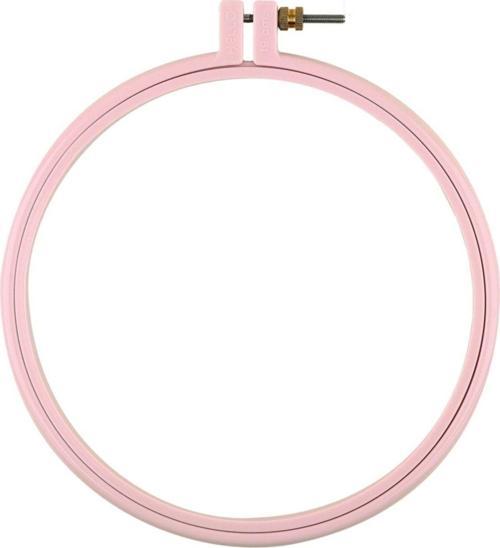 Vidalı Plastik Kasnak, Yuvarlak, Pembe Etamin Nakış Ve Punch Kasnak 19 Cm X 5 Adet