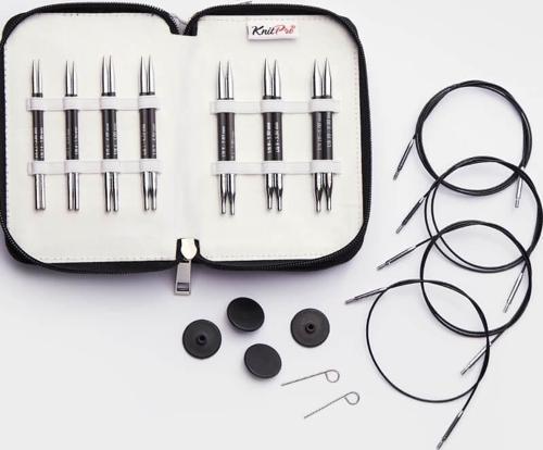 KnitPro Karbonz Deluxe Değiştirilebilir Misinalı Kısa Uçlu Şiş Seti + Balım Örgü Evi Şiş Ölçer 41632