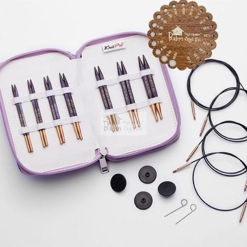 KnitPro J’adore Cubics Değiştirilebilir Misinalı Kısa Şiş Seti 19302+Balım Örgü Evi Şiş Ölçer Hediye