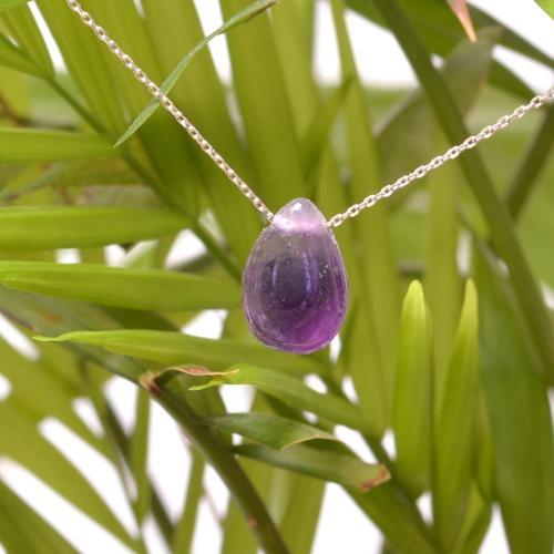 Ametist Taşı Gümüş Zincirli Kolye