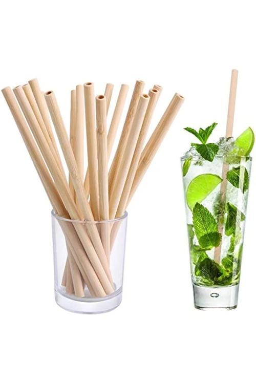 50 Adet Doğal Bambu Pipet 20 Cm Çevreyle Dost Sağlıklı Bamboo Pipet