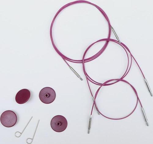 KnitPro 360° Dönebilen Mor Değiştirilebilir Misinalı Şiş Kablosu 120cm