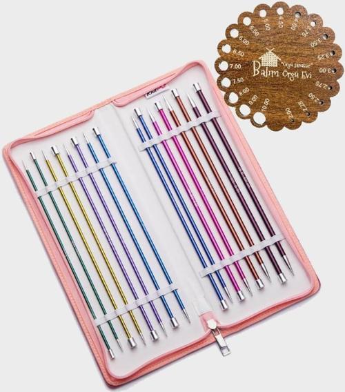 Zing Düz Örgü Şişi Seti 30 cm 47427 + Balım Örgü Evi Şiş Ölçer Hediyeli