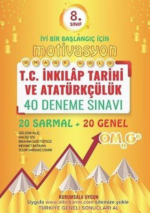 8. Sınıf Omage Motivasyon T.C. İnkılap Tarihi Ve Atatürkçülük 40 Deneme Sınavı (20 Sarmal + 20 Genel