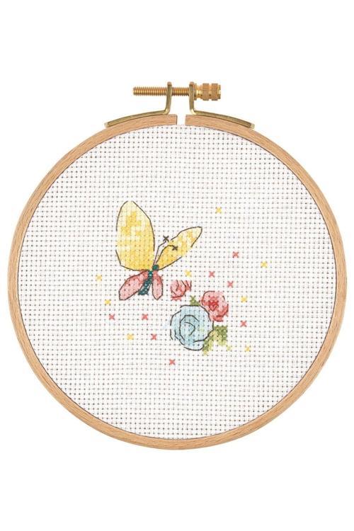 Tuva Kanaviçe Ahşap Kasnaklı Kit Kelebek Ve Çiçek E1301 12.5 Cm