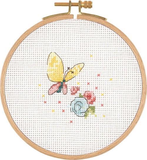 Tuva Kanaviçe Ahşap Kasnaklı Kit Kelebek Ve Çiçek E1301 12.5 Cm