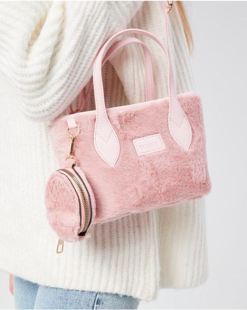 Peluş Orta Boy Cüzdanlı El Ve Omuz Kadın Çantası, Kadın Çapraz Çantası,Fermuarlı Çanta,Cüzdanlı