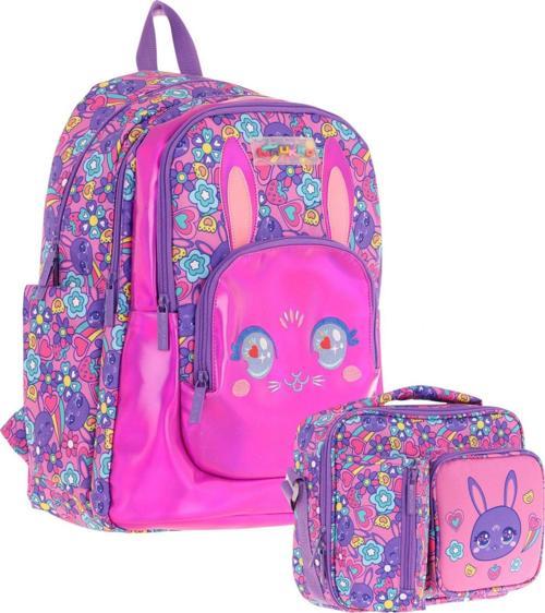 Kids Okul ve Beslenme Çantası Seti (Kız Çocuk) - Tavşan Şekilli Mor Pembe - (L5220+L7220)