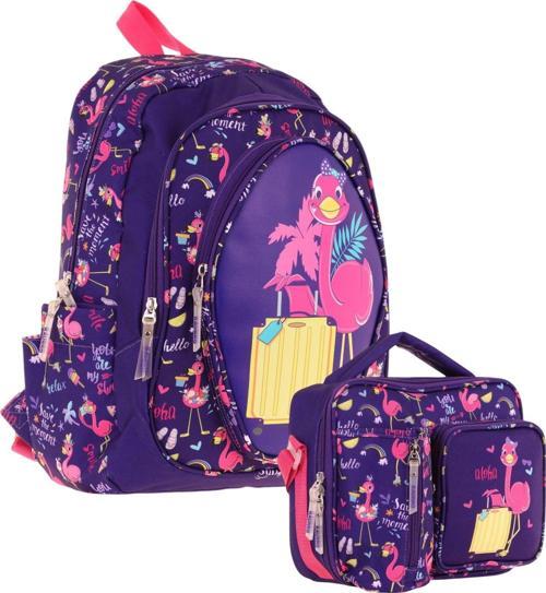 Kids Flamingo Detaylı Okul Çantası (L5223) ve Thermo Beslenme Çantası (L7223) Seti - Kız Çocuk