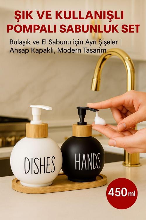 2’li Sabunluk Seti Kolay Basmalı Pompalı Mekanizmalı – Köpük Sabun Uyumlu, Şık Tasarım 450 ML
