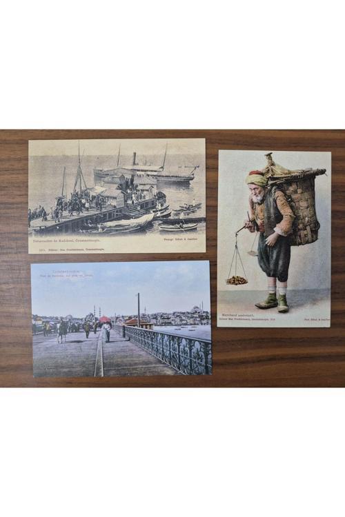 3 Adet Baskı Kartpostal Osmanlı. Kadıköy İskelesi