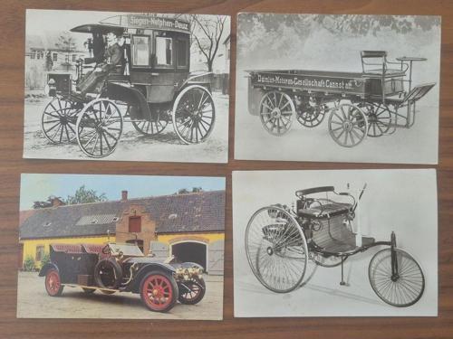 4 Adet Eski Araba Kartpostal. Postadan Geçmiş