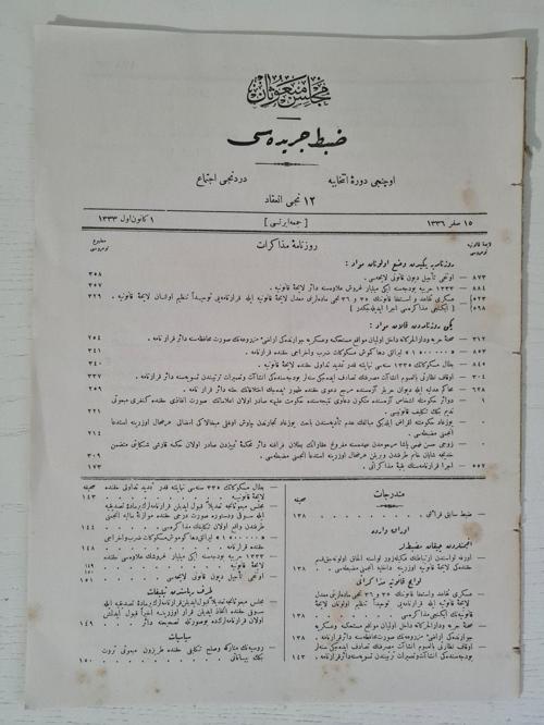 Meclis-İ Ayan-I Mebusan Zabıt Ceridesi Ruzname-İ Mezkurat Osmanlıca Osmanlı Eserler