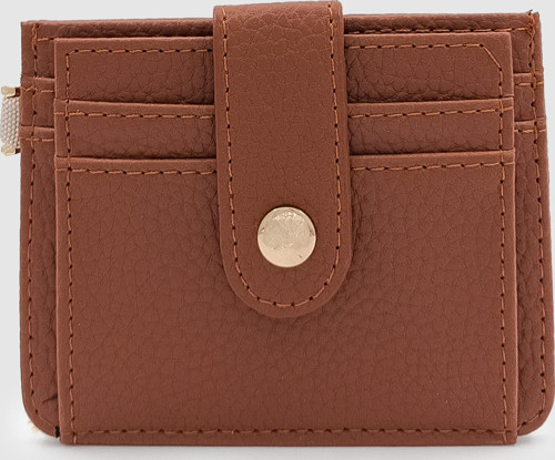 Fione Çıtçıt Kapamalı 6 Bölmeli Çıkarılabilir Anahtarlıklı Mini Kadın Cüzdan Taba