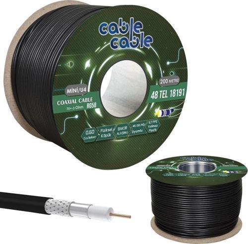 Anten Kablosu Rg58/U4 Mini Siyah 200Mt Cablecable