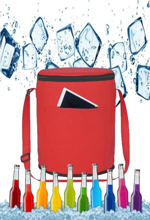 Kırmızı Silindir Plaj Piknik Kamp Termal Soğutucu Gıda Koruyucu Taşıyıcı Çanta 17 Litre