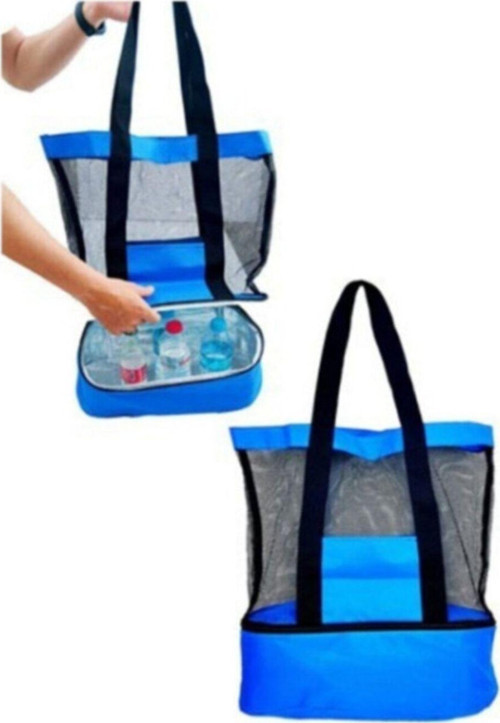 Mavi Beach Bag 45 Litre Soğuk Sıcak Tutucu Bölmeli Buzluklu Kamp Piknik Plaj Çanta
