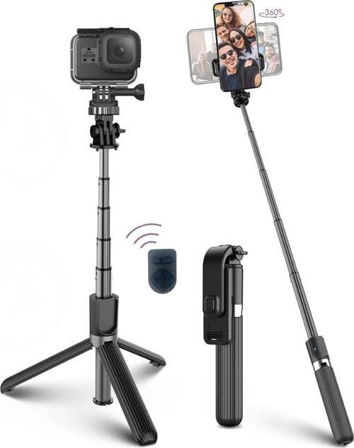 Fotoğraf Makinası Ve Telefon Takılabilen 2si 1 Arada 2.2m Uzayan Selfie Çubuğu Kumandalı Tripod