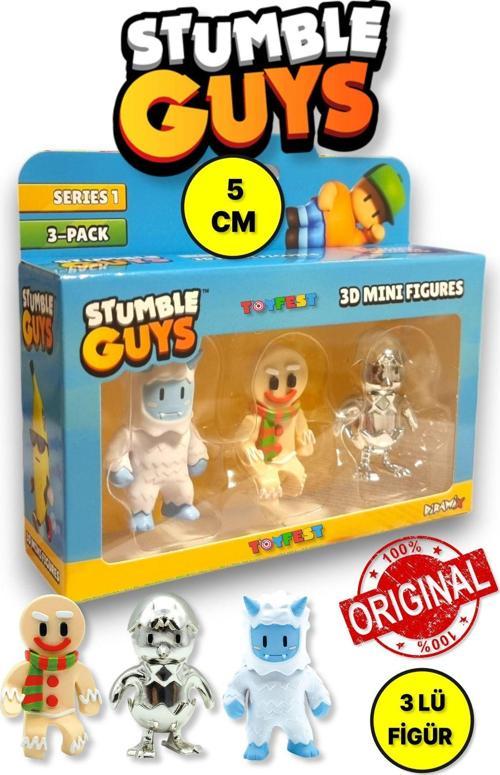 Stumble Guys Seri 1 - 3D Mini 3 lü Figür Seti - 3 ADET Frost Yeti Gingerbread Hatchling - 5 cm