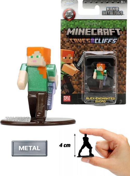 Jada Nano Metalfics Minecraft Metal Döküm Die - Cast Mini Figür - Alex Iron Sword - 4 cm