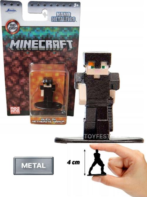 Jada Nano Metalfics Minecraft Metal Döküm Die - Cast Mini Figür - Alex in Netherite Armor - 4 cm
