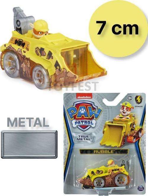 Paw Patrol Die Cast Model Koleksiyonluk Metal Araçlar - Rubble - 7 cm