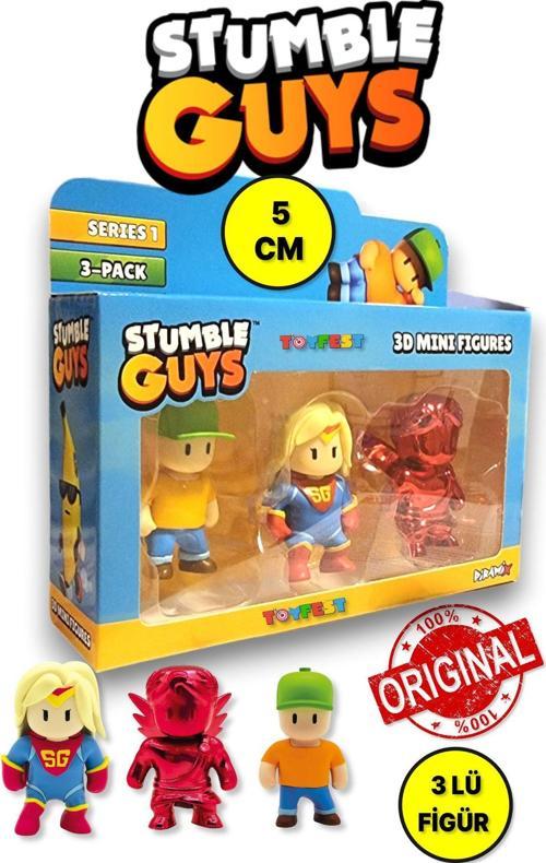Stumble Guys Seri 1 - 3D Mini 3 lü Figür Seti - 3 ADET Mr Stumble Super Gal Dynamitron - 5 cm