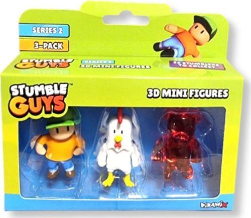 Stumble Guys Seri 2 - 3D Mini 3 lü Figür Seti - Mr. Stumble - Chicken - Cherri Bear