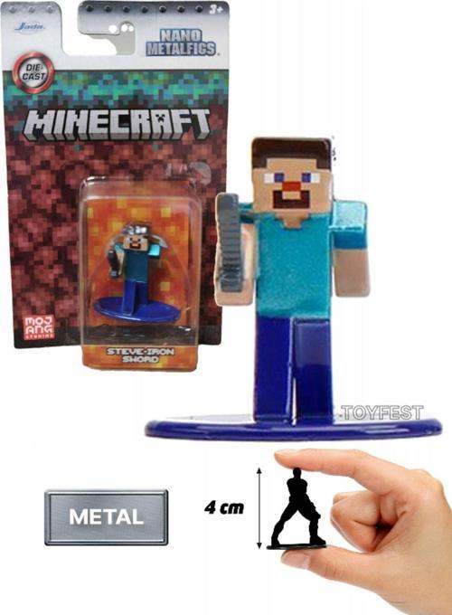 Jada Nano Metalfics Minecraft Metal Döküm Die - Cast Mini Figür - Steve Iron Sword - 4 cm