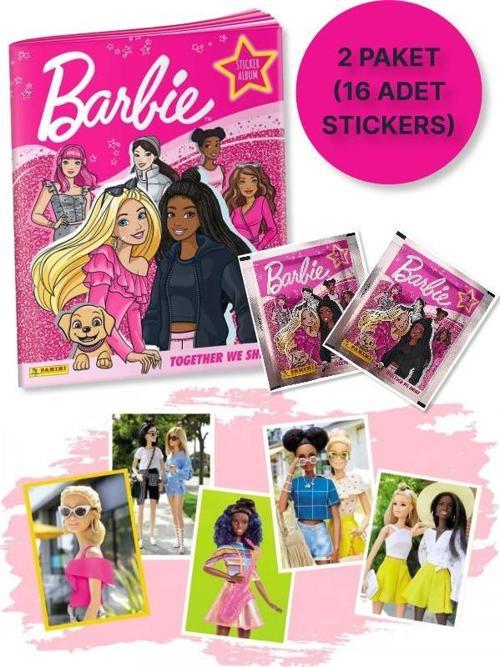 Panini Barbie Sticker Collection Album - Barbie Sticker Albümü +  1 Poster + 2 PAKET ( 16 Stickers )