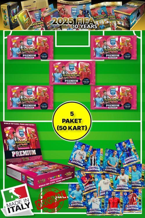 Panini Fifa 365 - 2025 Official Special Edition Premium Card Futbolcu Kartları - 5 PAKET (50 KART)